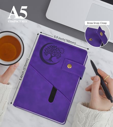 PAIBAS Lined Journal Notebook for Men, A5 Leather Journals for Writing Women, Hardcover Notebooks for Work,School,Note Taking,Travel,Business,Personal daily Diary,200 Page College Ruled (5.9" x 8.4") - color: Purple, size: Lined Page