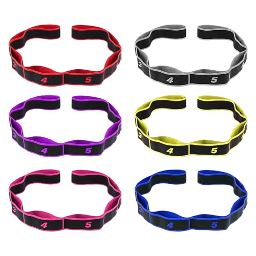 8-Section Dance Stretching Belt, Multi-Loop Pilates Pull Strap with Numbers, Elastic Latin Dance Stretch Band for Yoga, - color: Purple