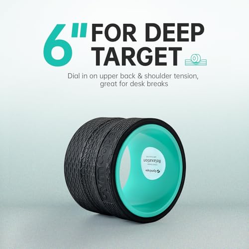 GymCope Back Roller Wheel, Spine-Safe Groove for Deep Stretch, 530 lbs | 1/2in sweat-resistant foam over ABS core, 4 sizes 4 to 12in plus 4-pack with 13in, yoga pilates home gym recovery, pvc free - color: Mint Green, size: 6"