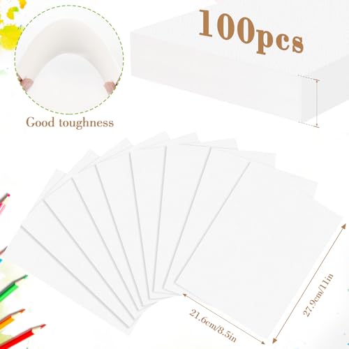 100PCS 8.5x11 Watercolor Paper Bulk, 140lb/300g Cold Press Thick Water Color Paper Pad for Child Adult, White Art Paper for Drawing Painting Markers Gouache, Textured Cotton Paper Sheets - color: White-100pcs, size: 8.5x11