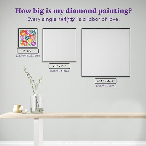 DIAMOND ART CLUB Bold Flowers Diamond Art Kits for Adults | Premium Diamond Painting Kit, Fun DIY Crafts for Adults, Round Diamond Art Canvas, 9" x 9" (22.7 x 22.7 cm) - color: Bold Flowers