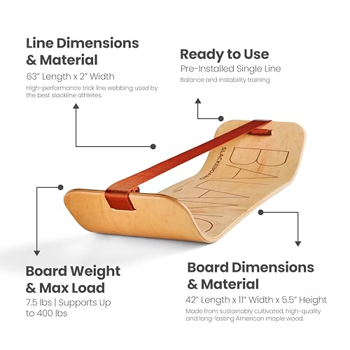 GIBBON SlackBoard, Balance Board Kids & Adults, Slackline Balance Trainer - color: Balance with Stand