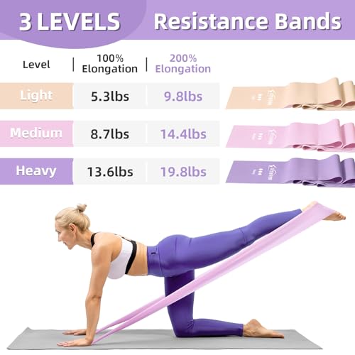 Stretch Bands for Exercise, Resistance Bands for Working Out, Exercise Bands for Physical Therapy, Pilates, Rehab, Stretch, Strength Training and Yoga Starter Set - color: Pink
