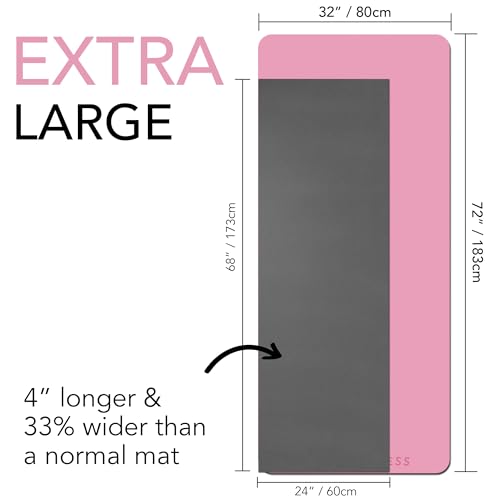 Large Workout Mat - 10mm Extra Thick Exercise Mat & Wide Yoga Mat, 72"x32" - color: Pink
