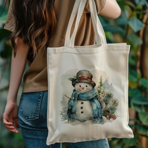 Canvas Bag for Women Grocery Shopping Travel Gym Weekender Vacation Womens Work Tote Bag Gifts - color: Snowman