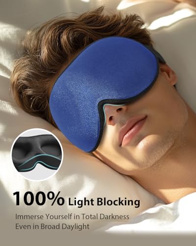 MABAO Weighted Sleep Mask, 100% Blackout Blindfold for Sleeping, Blue - color: Blue