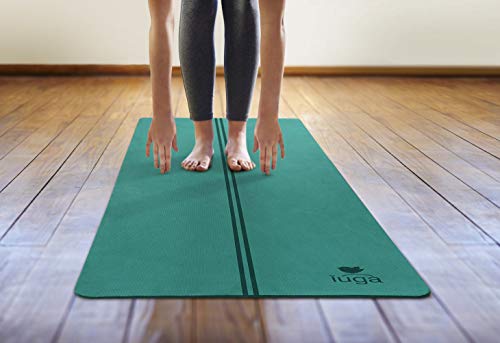 IUGA Premium Set- Includes 1 Yoga Block 2 Pack with Yoga Strap, 1 Eco Friendly Yoga Mat with Alignment Lines