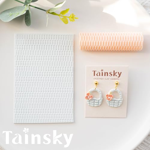TAINSKY 5 pcs Polymer Clay Texture Roller, Pottery Stamps for Polymer Clay Earrings Jewelry, Embossing Pottery Texture Rollers for Jewelry Making(Mix) - color: Style B Set