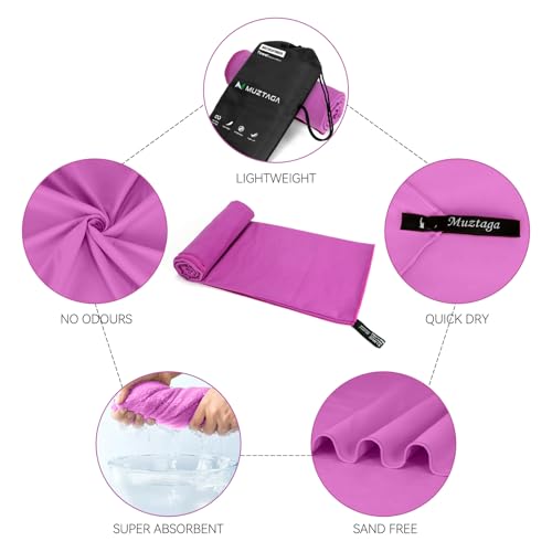 Microfiber Towel for Travel, Camping, Hiking, Backpacking, Shower – Quick Dry, Ultra Compact, Lightweight & Super Absorbent(Purple,51x27 in) - color: Purple, size: 51"x27"