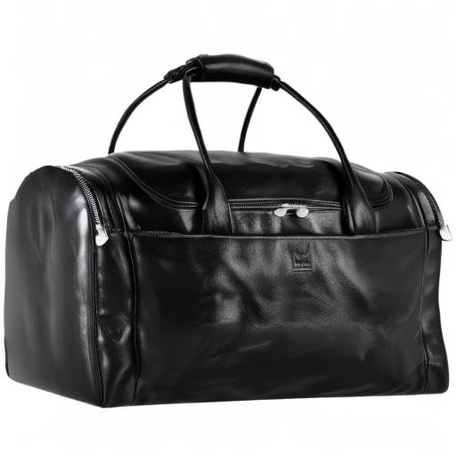 Time Resistance Leather Duffel Bag - Large Weekend Gym Travel Bag (Black) - color: Black