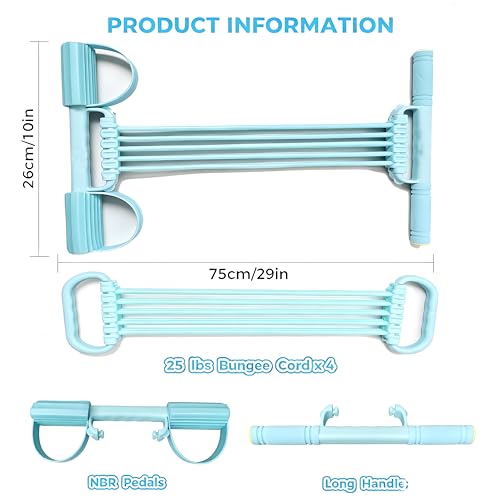 3-in-1 Pedal Resistance Band with Handles,10-Tube Multi-Functional Pedal Resistance Band,Natural Rubber Tension Rope for Abs,Arms,Waist,Legs & Home Fitness - color: blue