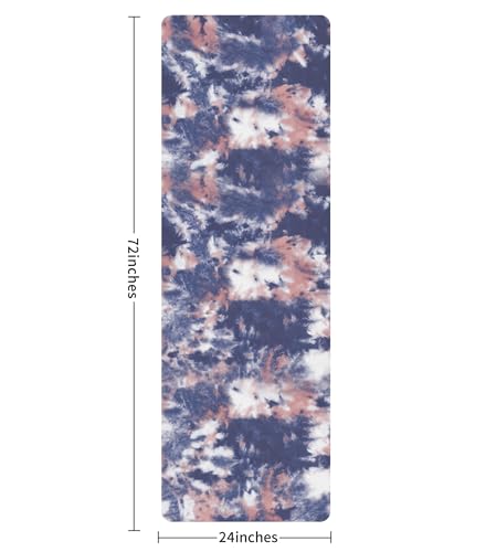 Non Slip Yoga Mat TPE Workout Mat for Men Women, Thick Workout Mat with Carrying Strap, Fitness Mats for Exercise, Yoga, Fitness, Pilates, Floor Workouts (72" x 24" x 6mm) - color: Multicolored A