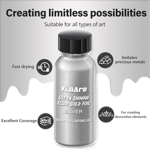 Liquid Leaf Paint - Alcohol-Based Metallic Paint, Quick-Drying for Crafts, DIY, and Resin Projects,Can be Used with Spray Guns - Silver 1 Fl Oz - color: Silver, size: 1 Fl Oz (Pack of 1)
