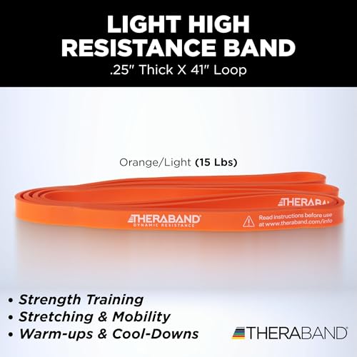 THERABAND High Resistance Band, Exercise, Physical Therapy, 15 lb, Red | Elastic resistance band for exercise, strength training, stretching and physical therapy - ideal for home workouts - size: Light (15 lbs)