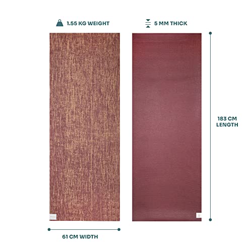 Myga Jute Yoga Mat, High Performance Vegan Floor Exercise Mat, Eco Friendly Biodegradable Yoga Mat with PVC Backing,72" x 24", 0.2" Thickness - color: Plum