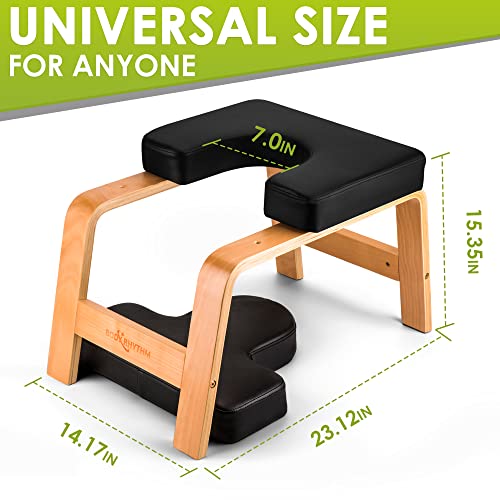 BODY RHYTHM Yoga Headstand Bench, Yoga Inversion Chair, Headstand Trainer for Relieve Stress, Improve Sleep & Digestion and Strength Training, Ideal for Home Workout, Fitness and Gym - color: Classic Black