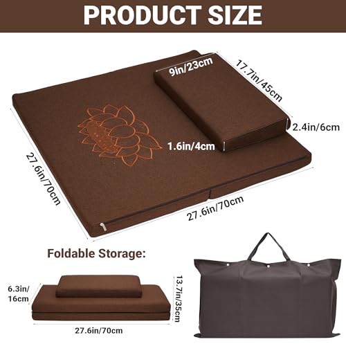 MYOYAY Meditation Cushion Set, 27.6in×27.6in Meditation Pillow for Sitting on Floor, Ergonomic Support for Yoga, Washable Cover, Large Size Floor Cushion for Yoga Mindfulness Meditation