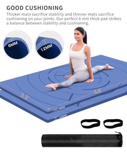 nuveti Large Exercise Mat (6'x 3'), Extra Wide Workout Mat for Men and Women, Yoga Mat Thick 1/4 Exercise Mats Non-Slip, Non-Toxic, Large Fitness Mat Perfect for Barefoot Exercise (Yoga, Pilates, Stretching, Meditation) - color: Blue, size: 78"L x 39"W x
