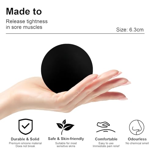 Massage Lacrosse Ball, Spiky Massage Ball, for Deep Tissue, Trigger Point and Myofascial Release, Muscle Knots, and Yoga Therapy (Black-Black) - color: Black-black
