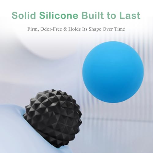 Massage Balls, 2 Pack Firm Silicone Massage Ball Set (Smooth & Textured, 3.54" & 3.22"), Deep Tissue Trigger Point & Myofascial Release for Back, Neck, Shoulder & Foot - style: Smooth & Deep-Tissue Spiky Set