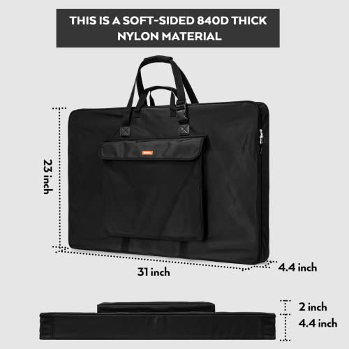 Nicpro Art Portfolio Bag 23 x 31 in, Nylon Artist Carrying Bag Waterproof | Soft Sided Bag, Adjustable Shoulder Strap, Storage Case for Artwork Sketch Drawing Canvas Photography Poster Solar Panel - size: 23 x 31 inches