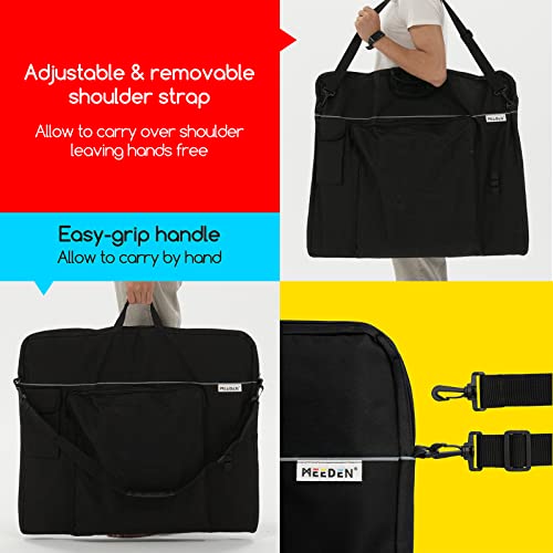 MEEDEN Art Portfolio Bag: 24 x 29 Inch Black Canvas Portfolio Case | Waterproof 600D Oxford with 6 Pockets for Artwork, Canvas, Sketching, Photography, Poster, Solar Panel