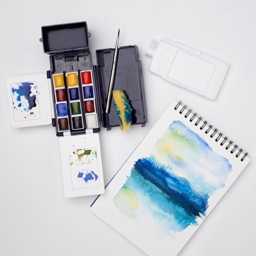 Winsor & Newton Cotman Watercolor Paint Set, 12 Half Pan Field Pocket Set | Introductory Watercolor made with Fine Art Pigments, Perfect for Beginners, Lightfast & Permanent, Good Tinting Strength - style: 12 Half Pan Field Pocket Set
