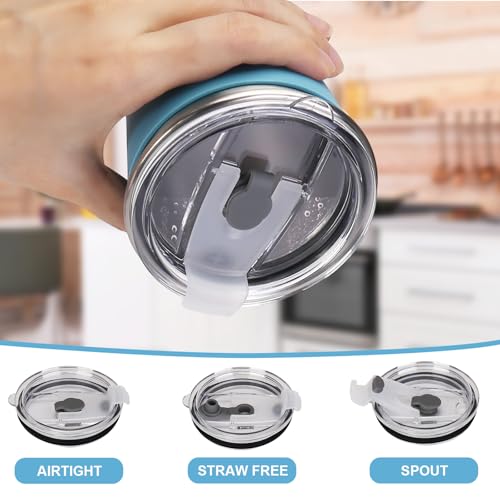 2 Pack Kids Cups with Straws and Lids Leak Proof, 12oz | Sippy Cups for Toddlers with Colorful Sleeves, Unbreakable Stainless Steel Water Tumblers (Blue & Peach) - color: Blue/Peach
