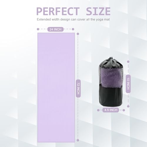 Eunzel 2 Pack Hot Yoga Towel with Grip Dot, Non Slip Yoga Mat Towe Sweat Absorbent Towel for Hot Yoga,Bikram, Pilates and Fitness 72" x 24", Taro Purple - color: Taro Purple
