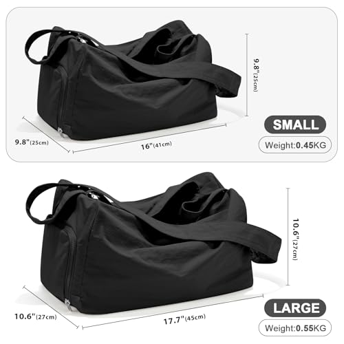 Small Gym Bag with Shoe Compartment, Workout Sport Duffle Bag for Women Travel, Waterproof Shoulder Overnight Bags Lightweight Carry on Tote Bags for Swim, Yoga, Dance - color: A-Black, size: Small