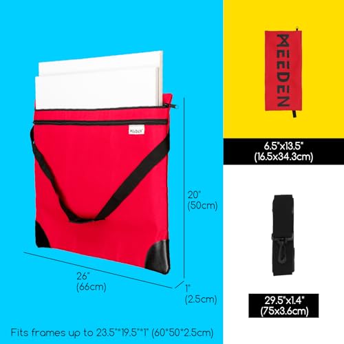 MEEDEN Art Portfolio Bag: 20 X 26 Inch Portfolio Canvas Case - Red | Light Weight Waterproof 600D Oxford Carrying Storage Case with Detachable Shoulder Strap for Canvas, Artwork, Sketching - color: Red, size: 20" X 26"