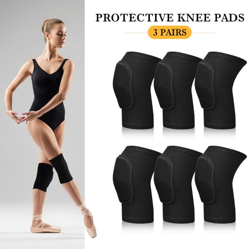 Eurzom 3 Pairs Dance Knee Pads Women Non-Slip - color: Black