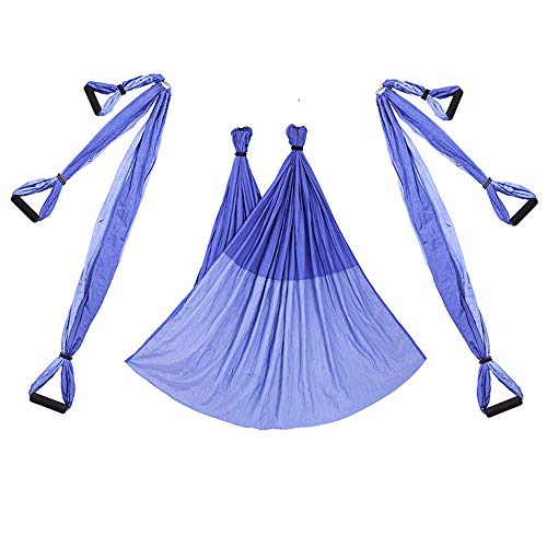Aerial Trapeze Yoga Hammock Kit - Ultra Strong Antigravity Yoga Flying Sling Inversion Swing Tool Set - color: Mixed Purple