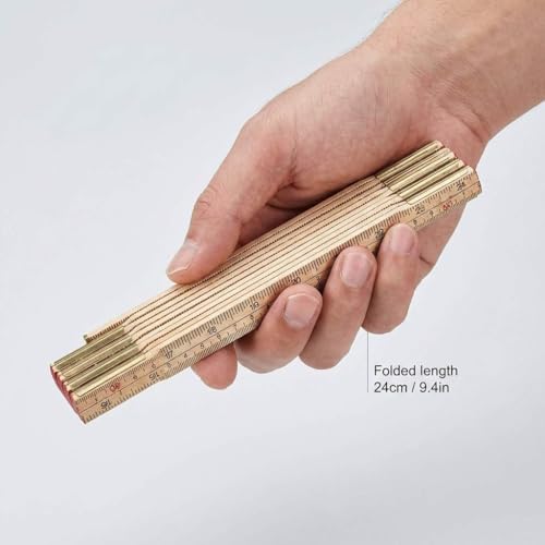 QWORK Folding Wood Rule, 6 FT 6 Inch Foldable Ruler with US and Metric Measurements for Carpenters