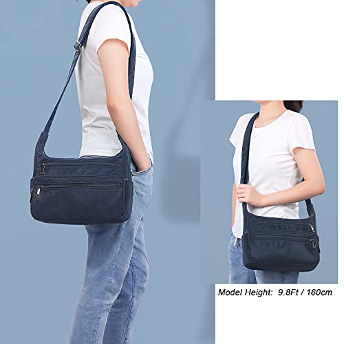 VOLGANIK ROCK RFID Purses for Women Fabric Nylon Multi Pocket Crossbody Bag Ladies Travel Handbag - color: Blue, size: Standard