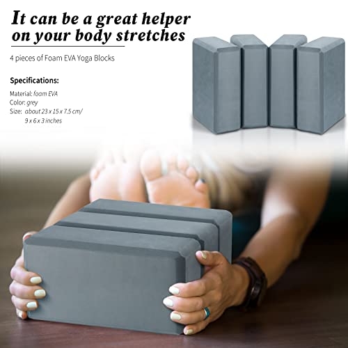 4 Pack Foam Yoga Blocks, Soft EVA Exercise Block Non Slip Grey