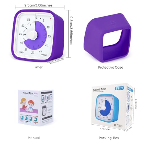 Yunbaoit Visual Timer for Kids, Silent 60-min Countdown Timer, Purple - color: Purple
