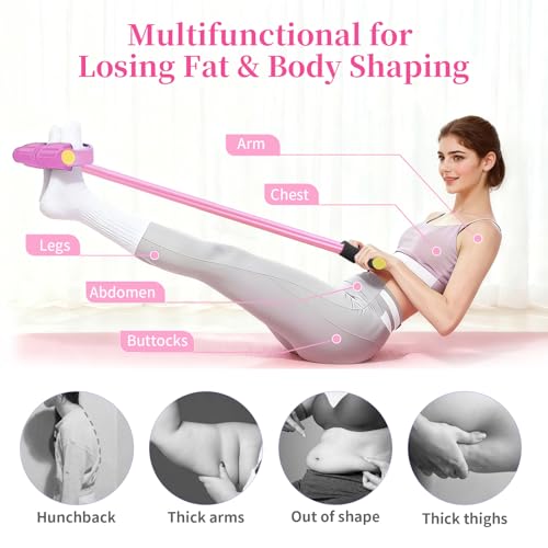Pedal Resistance Band with Handle, Durable 6-Tube Exercise Bands - color: Pink