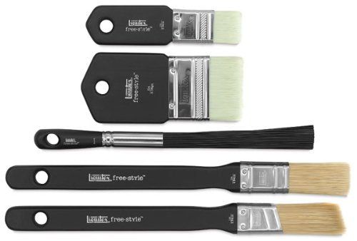 Liquitex Professional Freestyle Large Scale Brush 5-Piece Set | Sustainable Synthetic Brush Bristles Retain Their Shape, Non-Slip Ergonomic Handles, Rustproof Stainless Steel Ferrule - size: Set, style: 5 - Piece Set