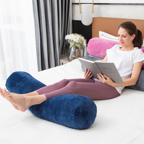 1 MIDDLE ONE Body Pillow, Memory Foam Round Body Pillows for Adults, Firm Long Bolster Pillow for Bed, Cylinder Tube Roll Pillow with Velvet Cover, 47x7.87 Inches, Navy Blue - color: Navy Blue