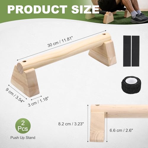 PATIKIL Push Up Bars, Wooden Parallettes Bars, Wooden Push Up Handle with Non-Slip Base and Grip for Strength Training Planks - size: 30cm