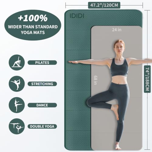 Foldable Yoga Mat Extra Large (74.0" x 47.2" x 0.4") | Double-Sided Non-Slip,Extra Wide Foldable Design,10mm Extra Thick ,Exercise Mat for Gym, Studio, Travel, Home Use - color: Deep Green