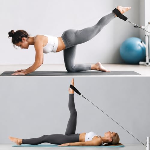 2PCS Pilates Straps Soft Padded Handles,Pilates Double Loop D-Ring Straps