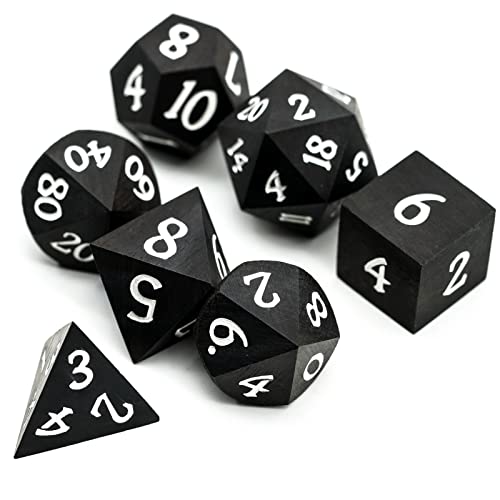 Ebony Wood DND Dice Set Wooden Polyhedral Dice Set for Tabletop Game - color: Ebony Wood