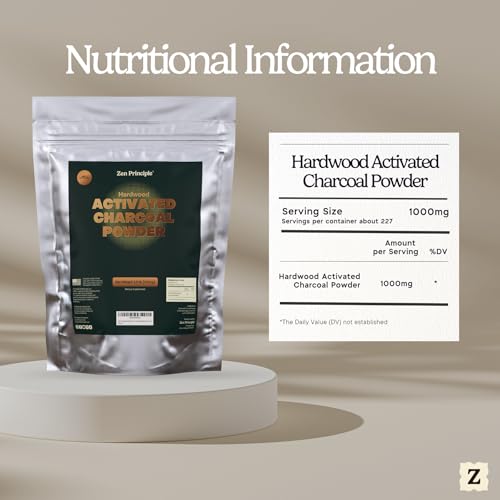 Zen Principle Hardwood Activated Charcoal Powder 100 Percent from USA Trees. All Natural. Whitens Teeth, Rejuvenates Skin and Hair, Supports Better Digestion, 40 Oz - size: 40 Ounce (Pack of 1)