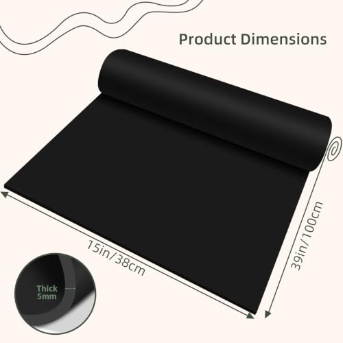 Foam Craft Sheets, 38x100CM EVA Foam Roll, 5MM Black DIY Handcraft Sheets | High Density EVA Foam Paper for Cosplay, Scrapbooking, Party Decorations, Easy to Cut, Sand, Thermoform, and Paint - color: BLACK-15x39in-5MM