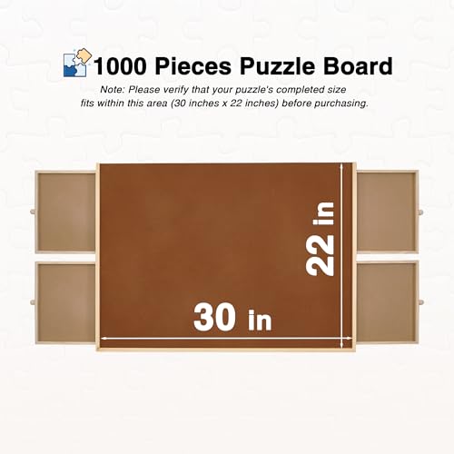 Tilting Puzzle Board with Drawers and Cover, 1000 Piece, 30" x 22", Portable Wooden Jigsaw Puzzle Table for Adults and Kids, 4 Drawers - size: 1000 Tilting Puzzle Board