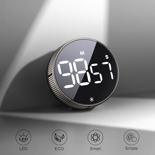 BlueSnail Kitchen Timer with LED Digital Display Smart Efficana for Home Classroom Gym Office, Volume and Brightness Adjustable Productivity Timer (Guncolor) - color: Guncolor