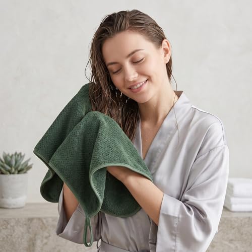 REDKISS Microfiber Hand Towels Set of 6, 16 by 28 inches, Ultra Soft and Highly Absorbent Hand Towels for Bathroom, Gym, Shower, Hotel, and Spa, Olive - color: Olive 06, size: 16'' x 28''