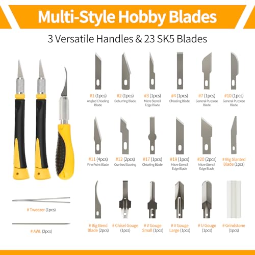 Precision Craft, Hobby, and Exacto Knife Set for Artistic, Scrapbooking, Stencil, Architectural Modeling, Woodworking, and Leatherworking projects - Perfect for Precision Cutting (30pcs) - color: Yellow